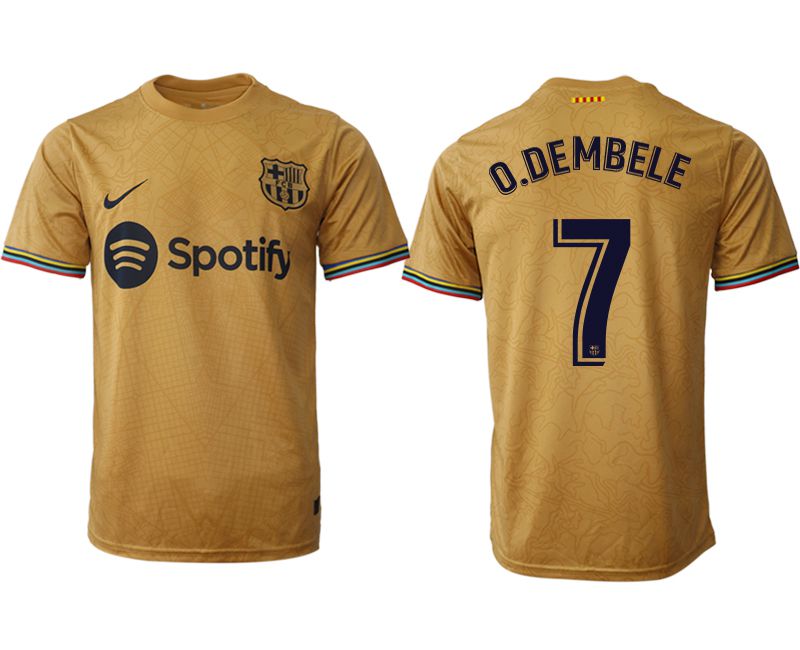 Men 2022-2023 Club Barcelona away aaa version yellow #7 Soccer Jersey